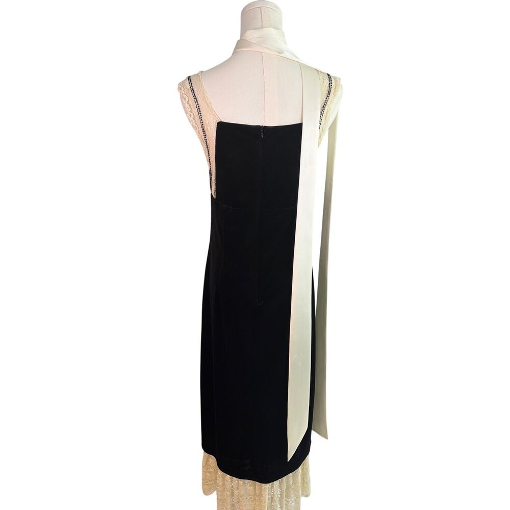 ASO Outer Banks Wardrobe Julia Allert Black Velvet Lace Dress Medium Avant Garde - Picture 8 of 14